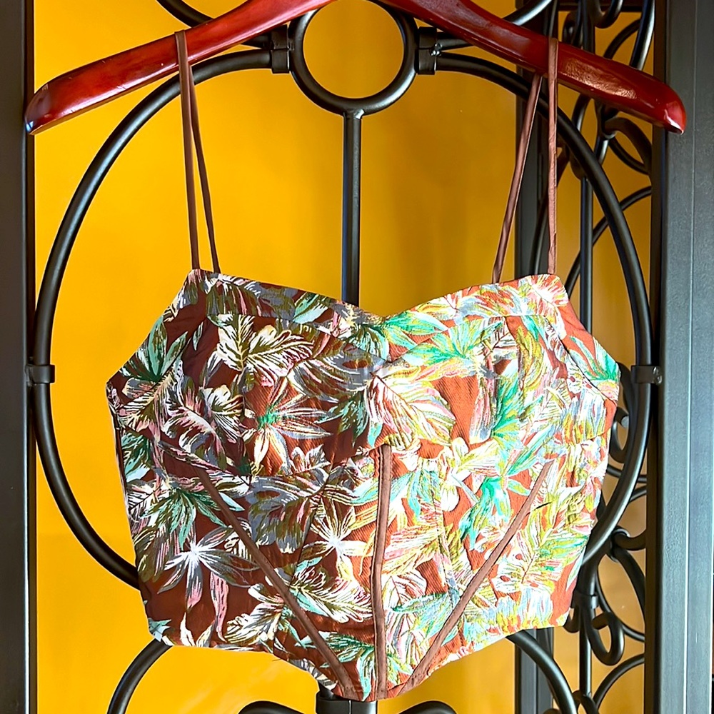 ✈️ CIDER Wet and Wild Tropical Leaf Corset